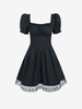 ZAFUL Mini Robe Panneau en Dentelle à Manches Bouffantes S Noir