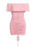 ZAFUL Mini-Robe Plissée à Epaule Dénudée à Volants M Rose clair