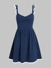 ZAFUL Mini-Robe Plissée Au Poitrine Ourlet Au Crochet à Volants S Bleu profond