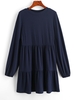 ZAFUL Mini-Robe Plissée Côtelée à Manches Longues M Bleu profond