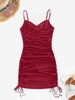 ZAFUL Mini-Robe Plissée en Avant en Satin L Rouge vineux