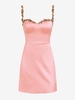 ZAFUL Mini Robe Plissée Fleur Brodée en Satin S Rose léger