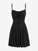 ZAFUL Mini Robe Plissée Nouée en Avant à Taille Plissée S Noir