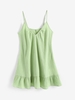 ZAFUL Mini-Robe Plissée Ourlet à Volants S Vert clair