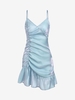 ZAFUL Mini Robe Réfléchissante à Bretelle à Volants S Bleu