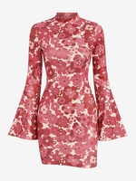 ZAFUL Mini Robe Rétro Fleurie en Maille Transparente à Manches Evasées à Col Montant M Multi a