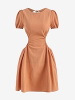 ZAFUL Mini-Robe sans Dos à Manches Bouffantes S Rose léger