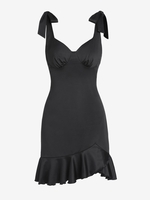 ZAFUL Mini Robe Sirène à Epaule Nouée S Noir