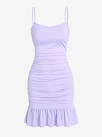 ZAFUL Mini Robe Sirène Ouverte Au Dos à Bretelle à Volants S Violet clair