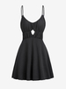ZAFUL Mini Robe Superposée en Maille à Bretelle à Volants S Noir