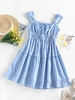 ZAFUL Mini-Robe Superposée en Vichy M Bleu clair