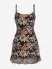 ZAFUL Mini-Robe Superposée Fleurie en Maille à Bretelle M Café profond