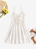 ZAFUL Mini Robe Superposée Nouée à Bretelle L Blanc