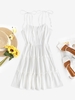 ZAFUL Mini-Robe Superposée Plissée Au Dos à Epaule Nouée M Blanc
