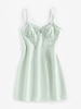 ZAFUL Mini Robe Texturée à Carreaux à Bretelle à Volants M Vert clair
