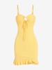 ZAFUL Mini Robe Texturée Découpée à Volants à Bretelle M Jaune