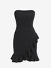ZAFUL Mini Robe Tube à Volants sans Bretelle S Noir