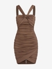 ZAFUL Mini Robe Tulipe Drapée Torsadée S Café profond