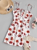 ZAFUL Mini-Robe à Imprimé Fleurie à Epaule Nouée S Blanc