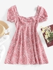 ZAFUL Mini Robe à Imprimé Fleurie à Manches Bouffantes à Volants M Rose léger