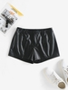 ZAFUL Mini-Short en Couleur Unie en Cuir PU M Noir