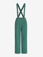 ZAFUL Pantalon à Bretelle Boutonné en Velours Côtelé M Vert profond