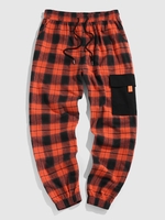 ZAFUL Pantalon à Carreaux avec Poche Contrastée Xl Orange foncé