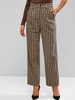 ZAFUL Pantalon à Carreaux Jambe Large à Taille Haute S Bronze