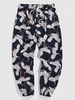 ZAFUL Pantalon à Imprimé Grue Volante M Bleu profond