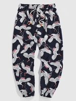 ZAFUL Pantalon à Imprimé Grue Volante M Bleu profond