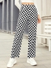 ZAFUL Pantalon à Jambe Large avec Poche à Carreaux Imprimé S Noir
