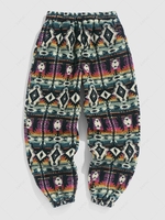 ZAFUL Pantalon à Manchette Elastique en Laine à Imprimé Aztèque Style Ethnique L Multi a