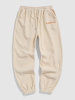 ZAFUL Pantalon à Pieds Étroits Polaire Lettre Brodée L Café lumière
