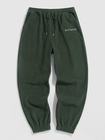 ZAFUL Pantalon à Pieds Étroits Polaire Lettre Brodée M Vert profond