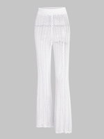 ZAFUL Pantalon Bootcut en Tricot Transparent Au Crochet de Plage et Vacance M Blanc