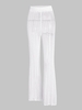 ZAFUL Pantalon Bootcut en Tricot Transparent Au Crochet de Plage et Vacance S Blanc