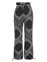 ZAFUL Pantalon Bouclé Découpé Cachemire Imprimé à Cordon M Noir