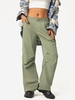 ZAFUL Pantalon Bouclée à Coupe Basse avec Poches à Cordon M Vert clair