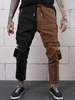 ZAFUL Pantalon Cargo à Bretelle Bicolore Détaillé Vêtement de Rue L Café profond