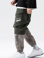 ZAFUL Pantalon Cargo à Imprimé Lettre avec Poche à Cordon M Vert armée