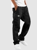ZAFUL Pantalon Cargo à Ourlet Large à Cordon avec Poche Streetwear L Noir
