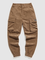 ZAFUL Pantalon Cargo à Pieds de Poutre avec Multi-Poches Design en Velours Côtelé M Café