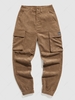 ZAFUL Pantalon Cargo à Pieds de Poutre avec Multi-Poches Design en Velours Côtelé S Café