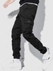 ZAFUL Pantalon Cargo à Pieds Etroits en Couleur Unie avec Poches L Noir