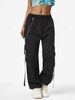 ZAFUL Pantalon Cargo Bouclé à Bretelle avec Chaîne avec Poches Vêtement technique M Noir