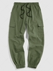 ZAFUL Pantalon Cargo de Couleur Unie avec Cordon de Serrage Xl Vert profond