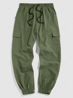 ZAFUL Pantalon Cargo de Couleur Unie avec Cordon de Serrage Xl Vert profond