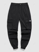 ZAFUL Pantalon Cargo de Jogging en Couleur Unie avec Multi-Poches M Noir