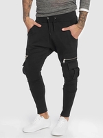 ZAFUL Pantalon Cargo de Jogging en Couleur Unie M Noir