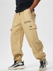 ZAFUL Pantalon Cargo de Jogging Lettre à Jambe Large à Cordon S Café lumière